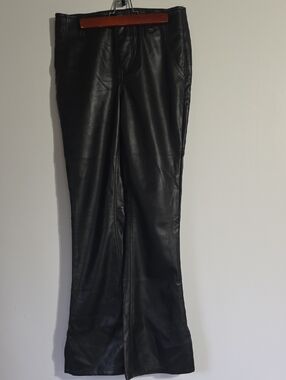 Free People Black Level Up Vegan Leather Flare Trousers Size 29
